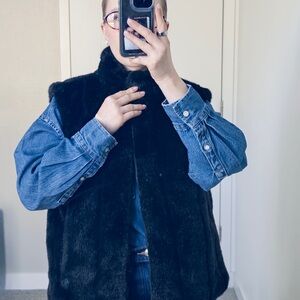 Black Faux Fur Vest